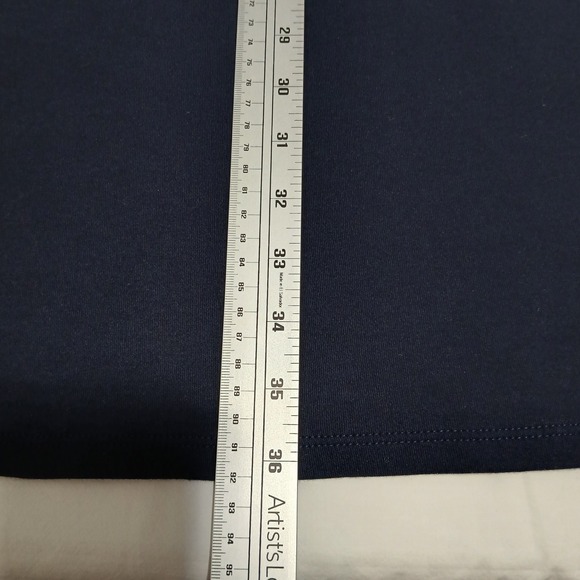 Talbots Knit Dress Sheath Gold Button Detail 3/4‎ Sleeve Navy Blue M - Picture 5 of 7